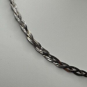 Trifari 3 strand braided silver necklace
